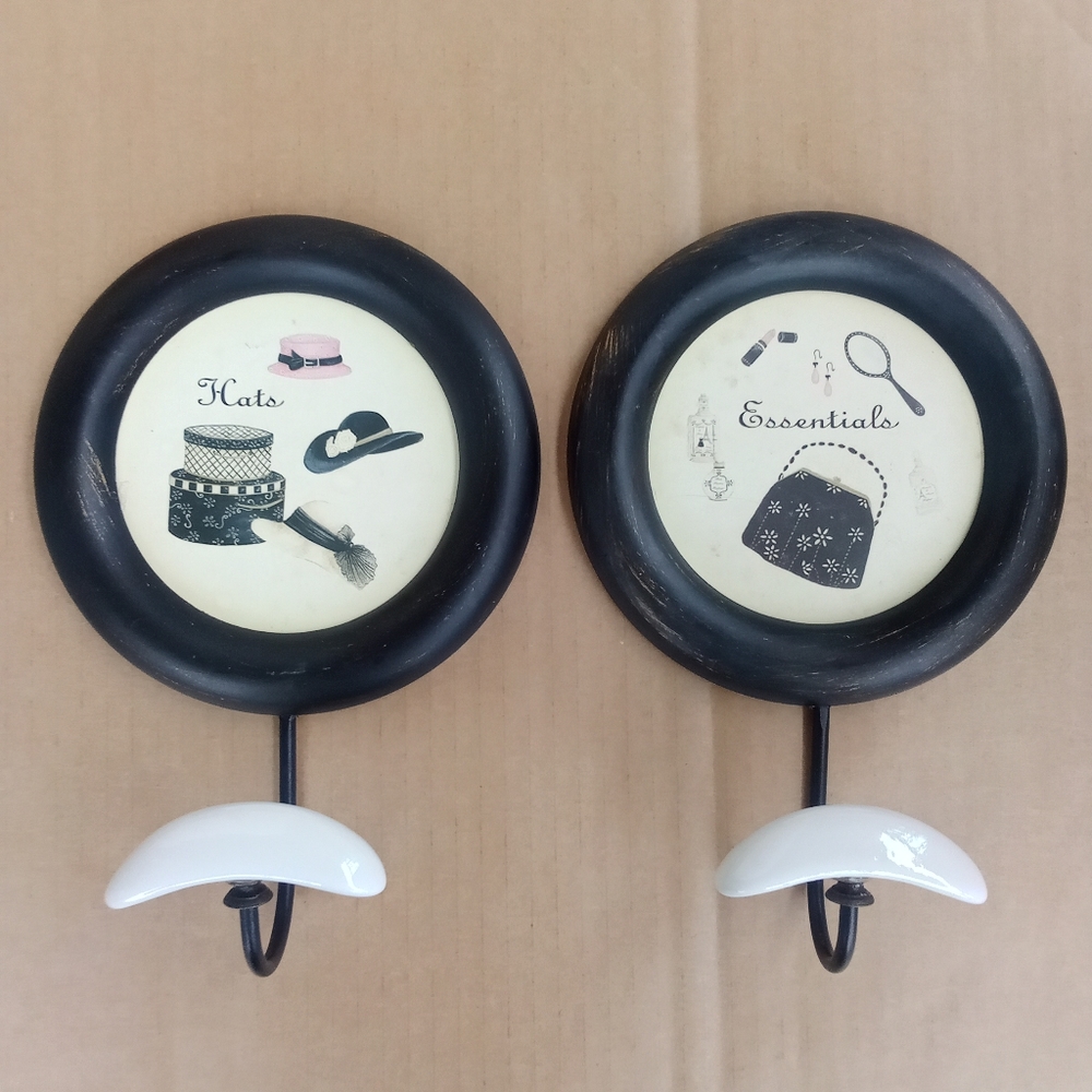 Decorative "Hats" & "Essentials" 10.5" Wall hanging 1930's aesthetic